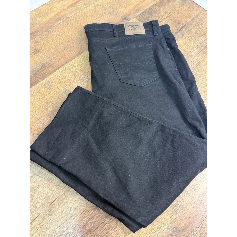 Wrangler Authentics Mens Black Straight Leg Jeans 48x30 ZM1CSCB Stretch Denim